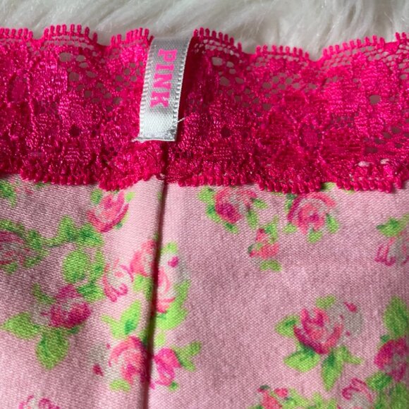 NWOT PINK Victoria's Secret X-Low Rise Cheeky Pink Floral Rose Print Lace Trim L - Picture 8 of 8